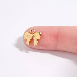 18K Gold PVD Stainless Steel Ribbon Bow Charm-Stainless Steel Charm-WJW-The Twisted Chandelier