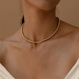 18K Stainless Steel Tarnish Free Beaded Necklace-JOSSLYN by wall to wall-GOLD-The Twisted Chandelier