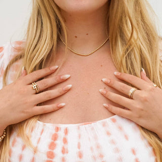 3MM Gold Beaded Necklace-Beaded Blondes-The Twisted Chandelier