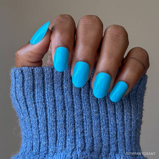 Azure Blue Press-On Nails | Short Round Length | Solid Nails-Glamnetic-The Twisted Chandelier