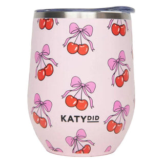 Cherry Bow Wine Tumbler-Tumbler-Katydid-RWB-Light Pink-The Twisted Chandelier