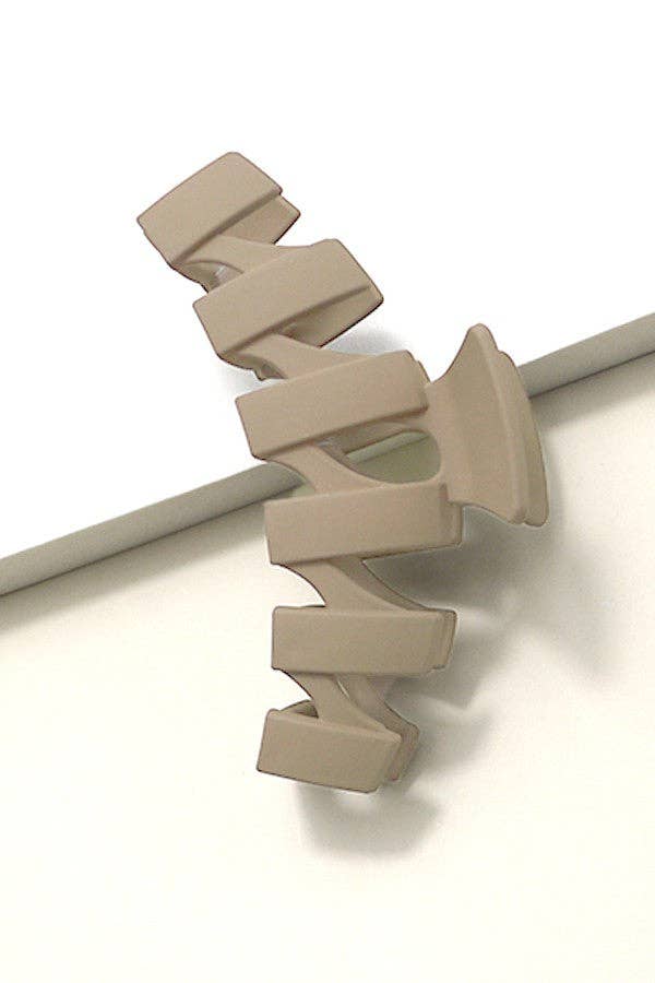 Matte Jumbo Wavy Non Slip Hair Claw Clip-JOSSLYN by wall to wall-40H389-CLAY BEIGE-The Twisted Chandelier