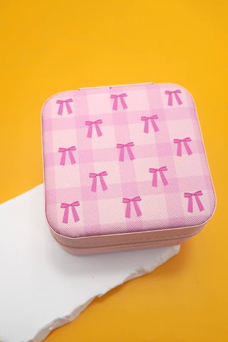 Designed Jewelry Organizer Travel Box Case-JOSSLYN by wall to wall-BOW LT PINK-The Twisted Chandelier