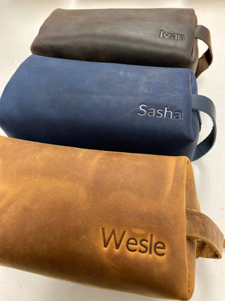 Personalized Leather Dopp Kit & Toiletry Bag, Customized Groomsmen Gift Toiletry Bag, Monogrammed Mens Toiletry Bag, Gift for Him-Luxe Range Leather-The Twisted Chandelier