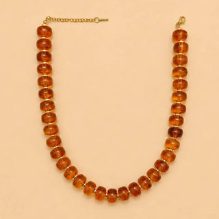 Chunky Amber-Tone Barrel Bead Necklace-Necklace-JOSSLYN by wall to wall-40NK9767-The Twisted Chandelier
