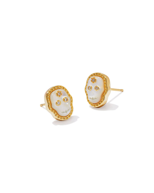 Kendra Scott Skeleton Stud Earrings Gold Ivory Mother of Pearl-Earrings-Kendra Scott-CR 09/05/24, E00566GLD, FD 09/10/24-The Twisted Chandelier