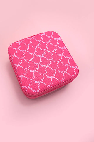 Designed Jewelry Organizer Travel Box Case-JOSSLYN by wall to wall-BOW FUCHSIA-The Twisted Chandelier