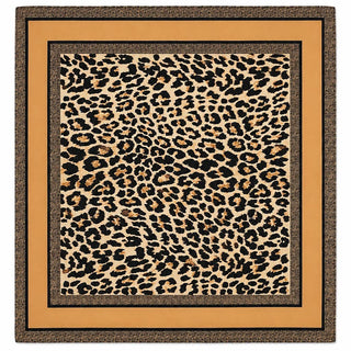 Leopard Print & Geometric Border Silky Neck Scarf-Scarf-JOSSLYN by wall to wall-40SC734-The Twisted Chandelier