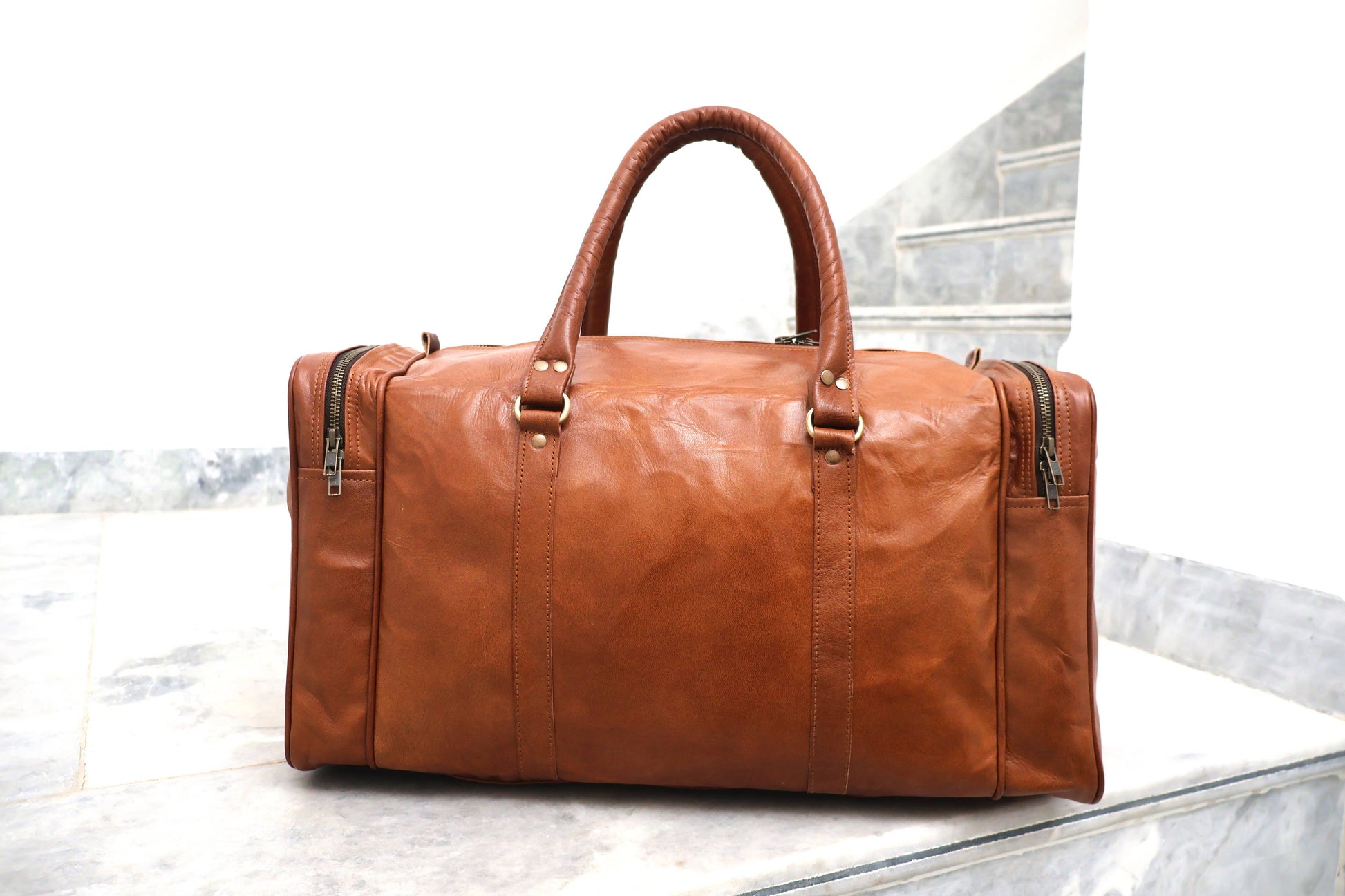 Genuine Leather Duffle Bag Weekender Overnight Gym Bag-Billion Brothers-Men's-The Twisted Chandelier