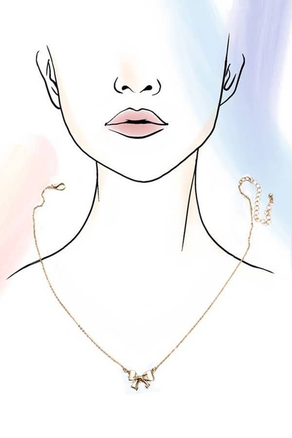 Gold Mini Bow Ribbon Necklace-JOSSLYN by wall to wall-80N427-The Twisted Chandelier