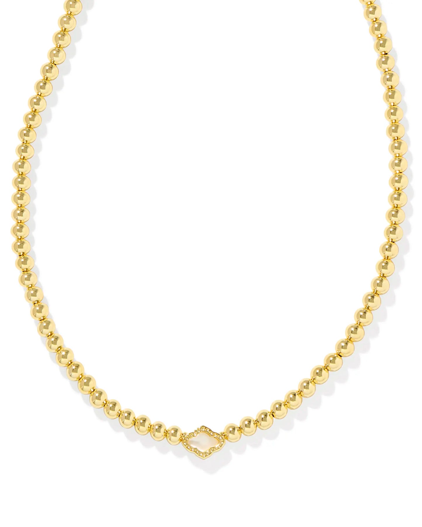 Kendra Scott Abbie Beaded Necklace Gold Natural Mother of Pearl-Necklaces-Kendra Scott-CR 07/31/24, FD 07/31/24, N00714GLD-The Twisted Chandelier