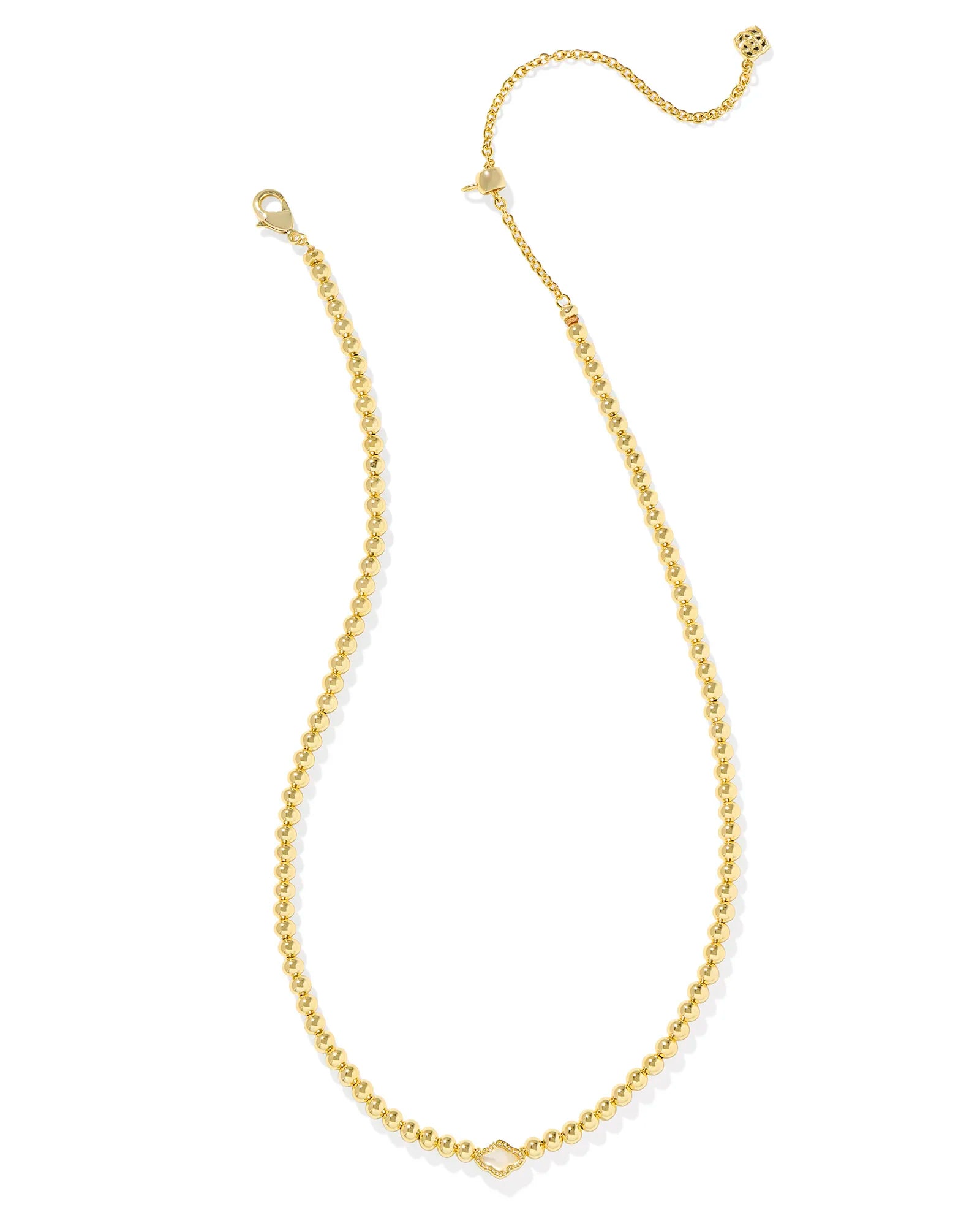 Kendra Scott Abbie Beaded Necklace Gold Natural Mother of Pearl-Necklaces-Kendra Scott-CR 07/31/24, FD 07/31/24, N00714GLD-The Twisted Chandelier