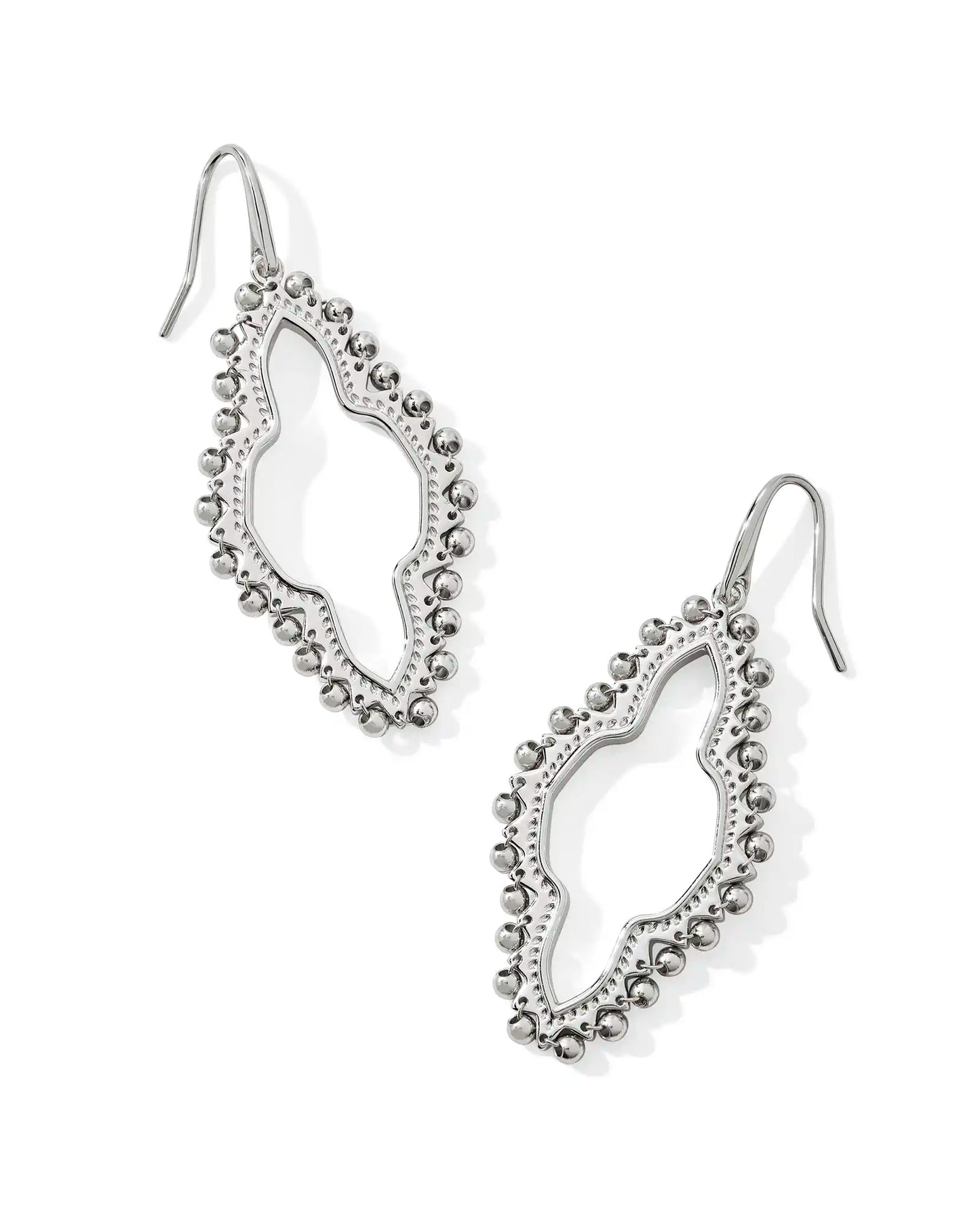 Kendra Scott Abbie Beaded Open Frame Earrings Silver-Earrings-Kendra Scott-CR 07/31/24, E00558RHD, FD 07/31/24-The Twisted Chandelier