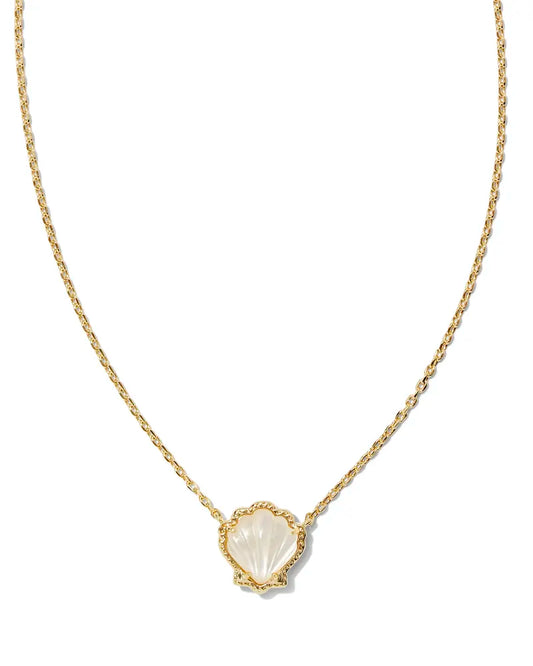 Kendra Scott Brynne Shell Short Pendant Necklace Gold Ivory Mother Of Pearl-Necklaces-Kendra Scott-N00584GLD-The Twisted Chandelier