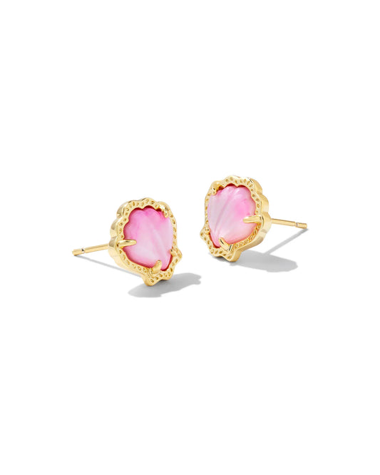 Kendra Scott Brynne Shell Stud Earrings Gold Blush Mother Of Pearl-Earrings-Kendra Scott-E00507GLD-The Twisted Chandelier