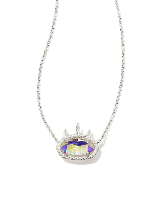 Kendra Scott Elisa Unicorn Short Pendant Necklace Bright Silver Dichroic Glass-Necklaces-Kendra Scott-N00231BSV-The Twisted Chandelier