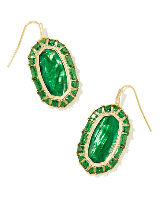 Kendra Scott Elle Crystal Frame Drop Earrings Gold Kelly Green Illusion-Earrings-Kendra Scott-E00249GLD-The Twisted Chandelier