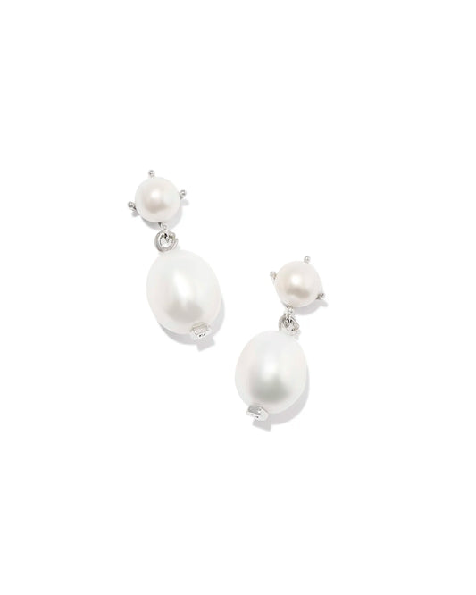 Kendra Scott Eve Drop Earrings Silver White Pearl-Earrings-Kendra Scott-CR 07/31/24, E00559RHD, FD 07/31/24-The Twisted Chandelier