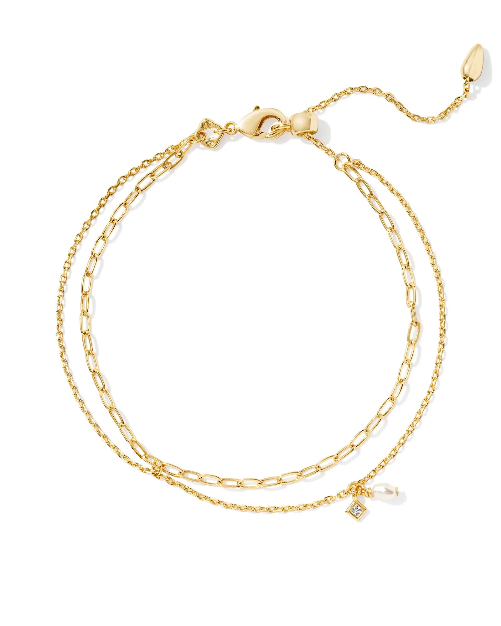 Kendra Scott Eve Multi Strand Bracelet Gold White Pearl-Bracelets-Kendra Scott-B00219GLD, CR 07/31/24, FD 07/31/24-The Twisted Chandelier