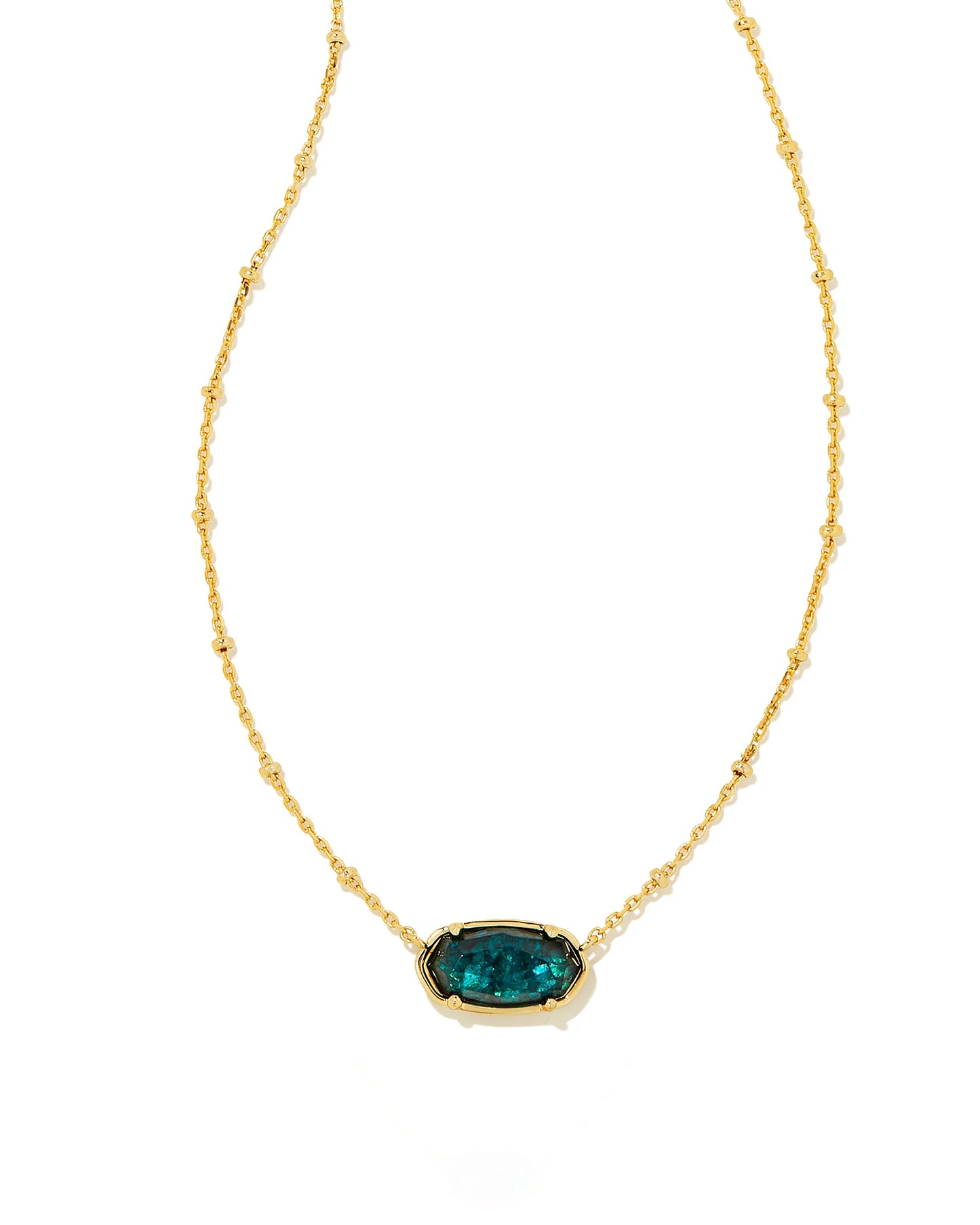 Kendra Scott Faceted Elisa Short Pendant Necklace Gold Dark Teal Mica-Necklaces-Kendra Scott-N00343GLD-The Twisted Chandelier