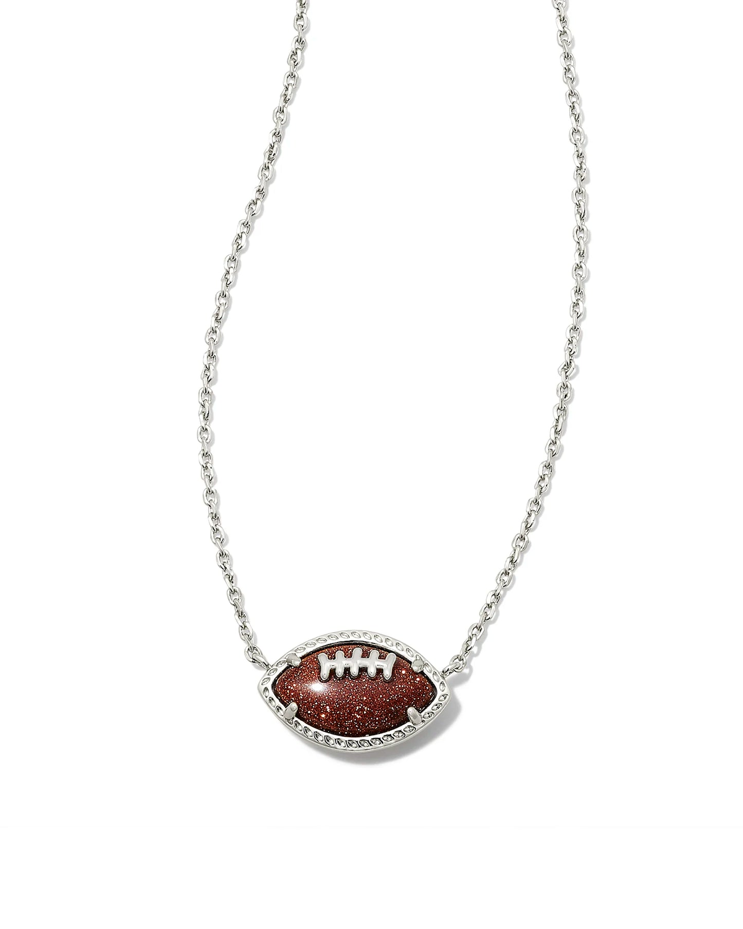 Kendra Scott Football Short Pendant Necklace Silver Orange Goldstone-Necklaces-Kendra Scott-G00028GLD, gameday-The Twisted Chandelier