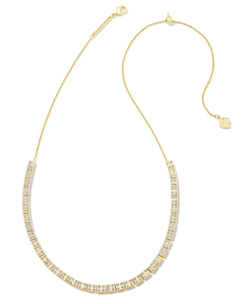 Kendra Scott Gracie Tennis Necklace Gold White CZ-Necklaces-Kendra Scott-N00340GLD-The Twisted Chandelier