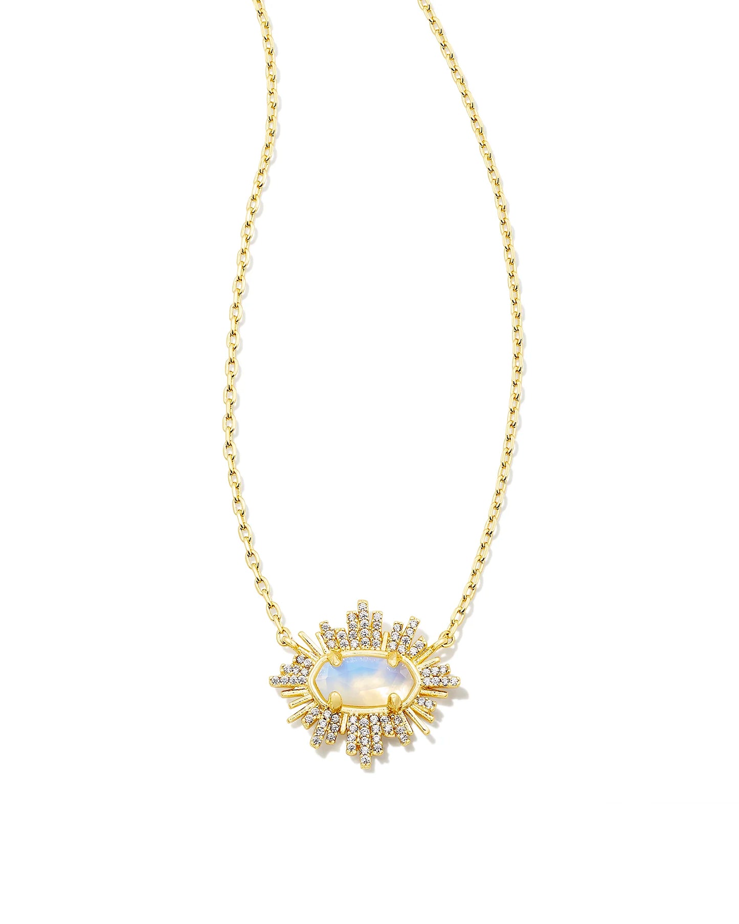 Kendra Scott Grayson Sunburst Frame Short Pendant Necklace Gold Iridescent Opalite Illusion-Necklaces-Kendra Scott-N00336GLD-The Twisted Chandelier