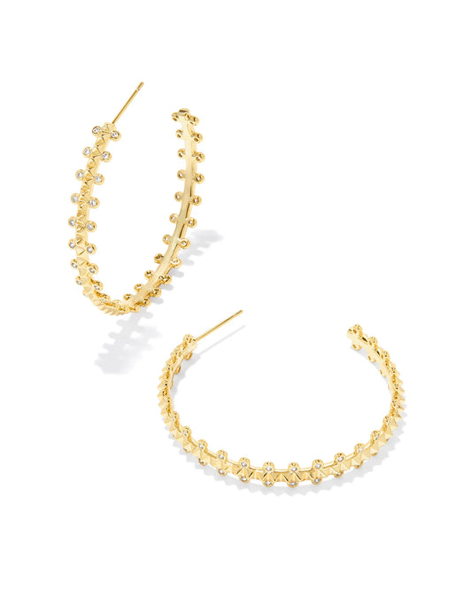 Kendra Scott Jada Hoop Earrings Gold White Crystal-Earrings-Kendra Scott-E00418GLD-The Twisted Chandelier