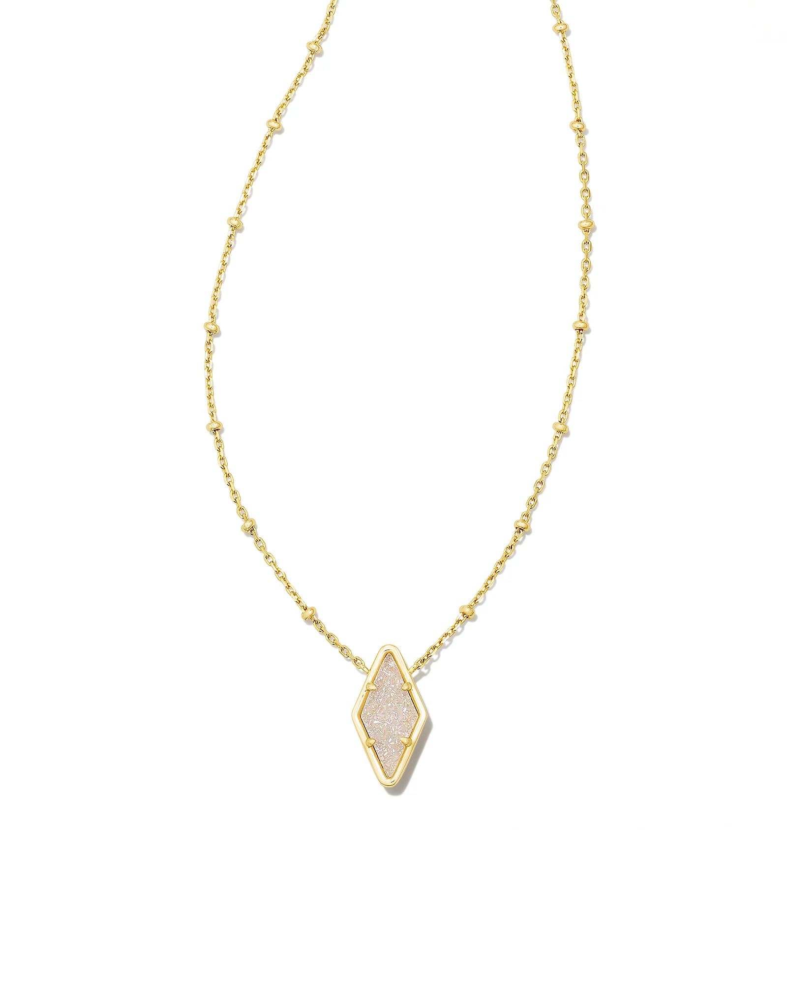 Kendra Scott Kinsley Short Pendant Necklace Gold Iridescent Drusy-Necklaces-Kendra Scott-N00329GLD-The Twisted Chandelier