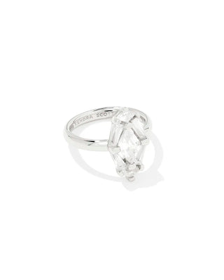 Kendra Scott Lindy Rae Elyse Cocktail Ring Silver White Crystal 9-Rings-Kendra Scott-CR 04/23/25,R00112RHD,Sale Kendra Scott-The Twisted Chandelier