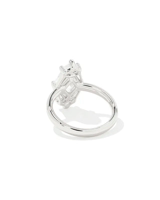 Kendra Scott Lindy Rae Elyse Cocktail Ring Silver White Crystal 9-Rings-Kendra Scott-CR 04/23/25,R00112RHD,Sale Kendra Scott-The Twisted Chandelier