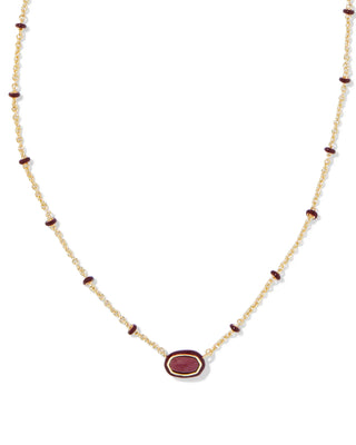 Kendra Scott Mini Elisa Enamel Frame Short Pendant Necklace Gold Maroon Magnesite-Necklaces-Kendra Scott-CR 07/31/24,FD 07/31/24,gameday,N00720GLD,Sale Kendra Scott-The Twisted Chandelier