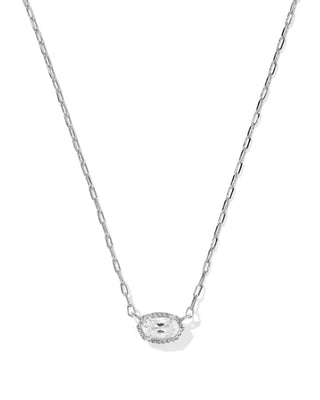Kendra Scott Mini Elisa Luxe Short Pendant Necklace Silver White CZ-Necklaces-Kendra Scott-HOLIDAY2026 KS-The Twisted Chandelier
