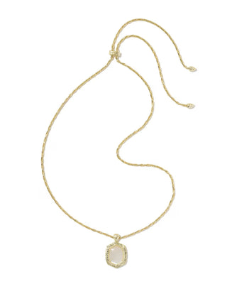 Kendra Scott Tiger Striped Daphne Small Long Pendant Necklace Gold Natural Mother Of Pearl