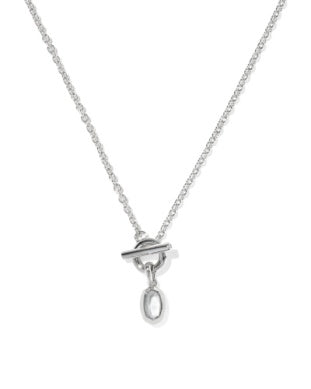 Kendra Scott Mini Elisa Toggle Short Pendant Necklace Silver Ivory Mother of Pearl-Necklace-Kendra Scott-The Twisted Chandelier