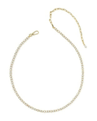 Kendra Scott Fate Tennis Necklace Gold White CZ-Necklaces-Kendra Scott-HOLIDAY2026 KS-The Twisted Chandelier