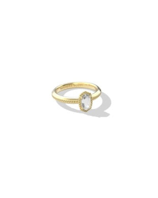 Kendra Scott Mini Elyse Luxe Band Ring Gold White CZ Size 9-Rings-Kendra Scott-HOLIDAY2026 KS-The Twisted Chandelier