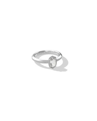 Kendra Scott Mini Elyse Luxe Band Ring Silver White CZ Size 8-Rings-Kendra Scott-HOLIDAY2026 KS-The Twisted Chandelier