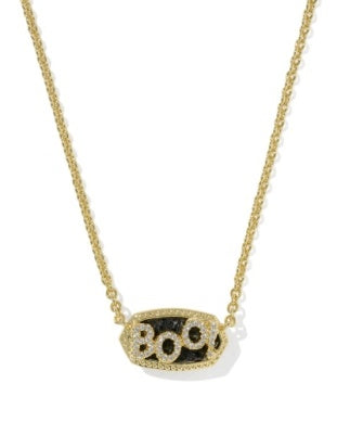 Kendra Scott Elisa Boo Short Pendant Necklace Gold Black Granite-Necklaces-Kendra Scott-FALL2026 KS-The Twisted Chandelier