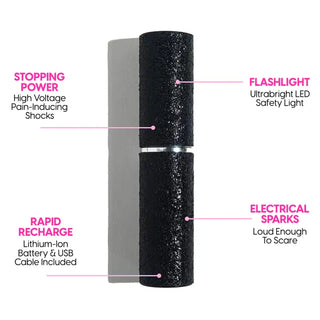 Black Glitter Mini Stun Gun-Personal Defense-BLINGSTING-Accessories,Faire-The Twisted Chandelier