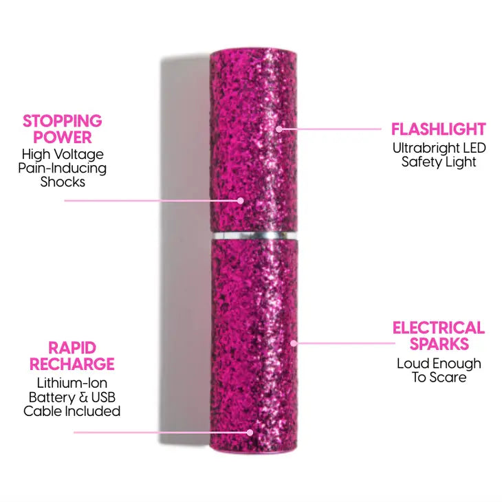 Pink Glitter Mini Stun Gun-Personal Defense-BLINGSTING-Faire-The Twisted Chandelier