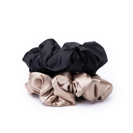 Kitsch Satin Pillow Scrunchies - Black/Gold-KITSCH-Faire-The Twisted Chandelier