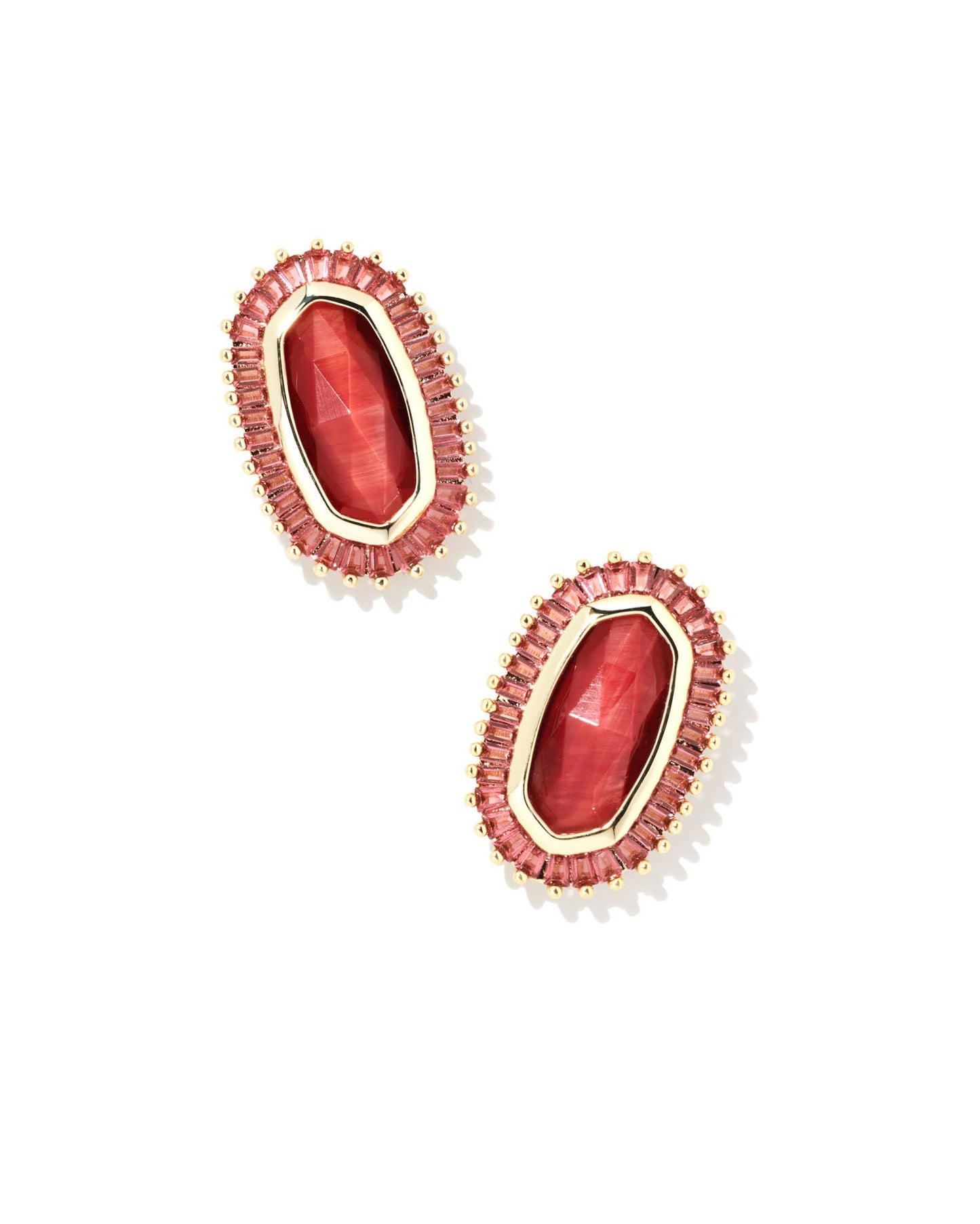 Kendra Scott Baguette Elle Stud Earrings Gold Red Mix-Earrings-Kendra Scott-05/19/24, 1st md, E1990GLD, Max Retail-The Twisted Chandelier