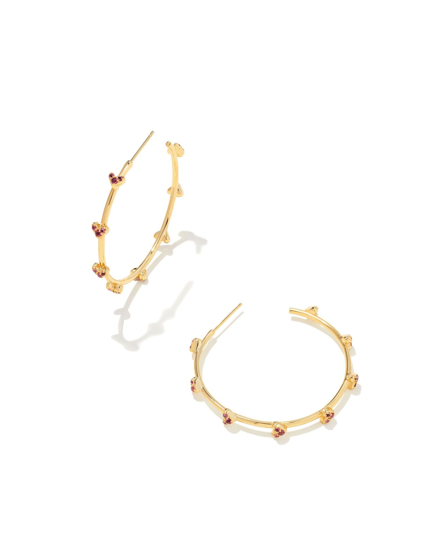 Kendra Scott Haven Heart Hoop Earrings Gold Pink Crystal-Earrings-Kendra Scott-05/19/24, 1st md, E1999GLD-The Twisted Chandelier