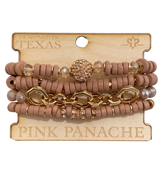 4-strand rose bead bracelet set-Bracelet-Pink Panache-The Twisted Chandelier