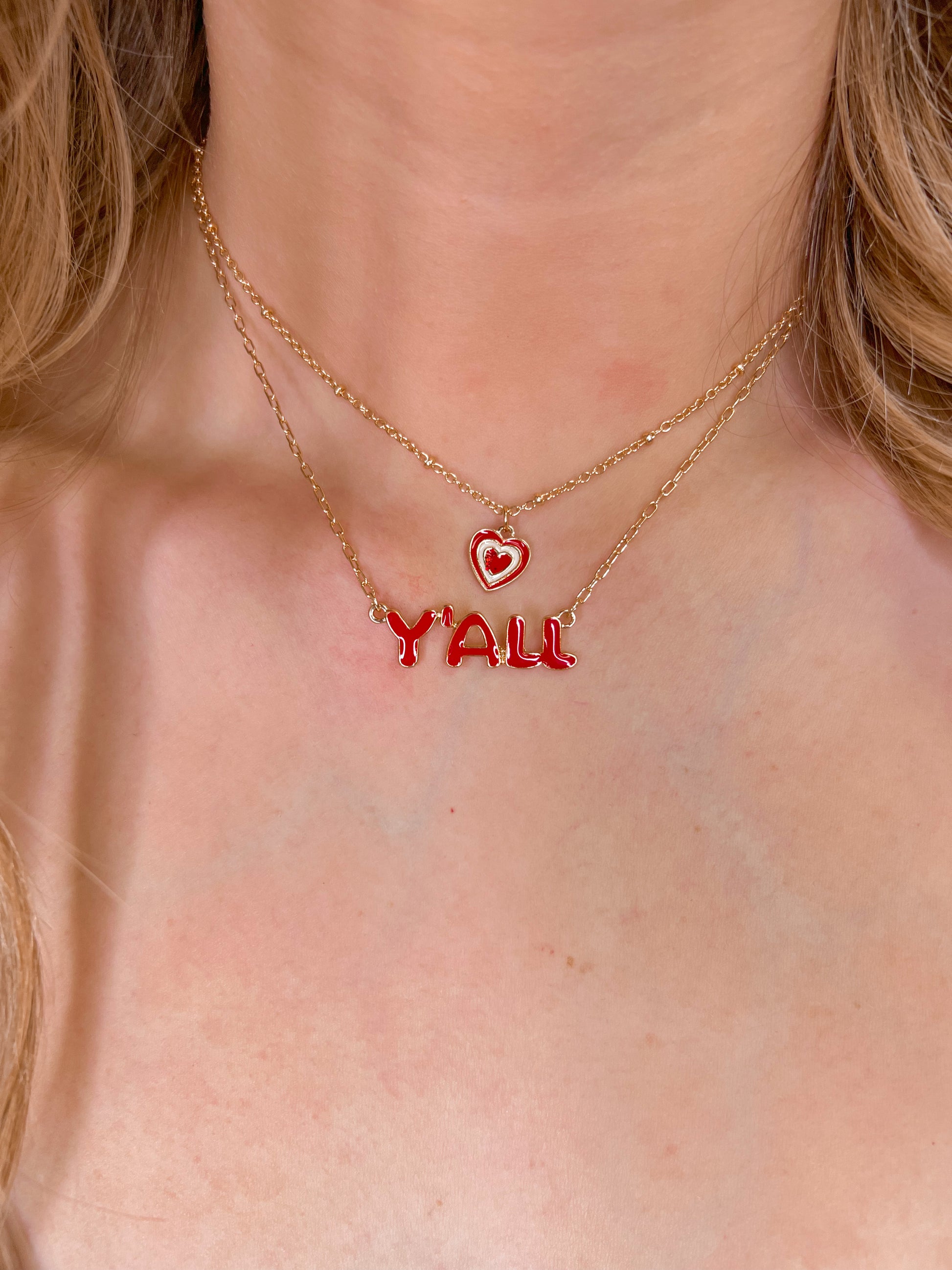 Enamel Heart Yall Charm Layered Necklace-Necklace-Fashion City-4-B8N2673,Mystery 3X - 3X3-The Twisted Chandelier